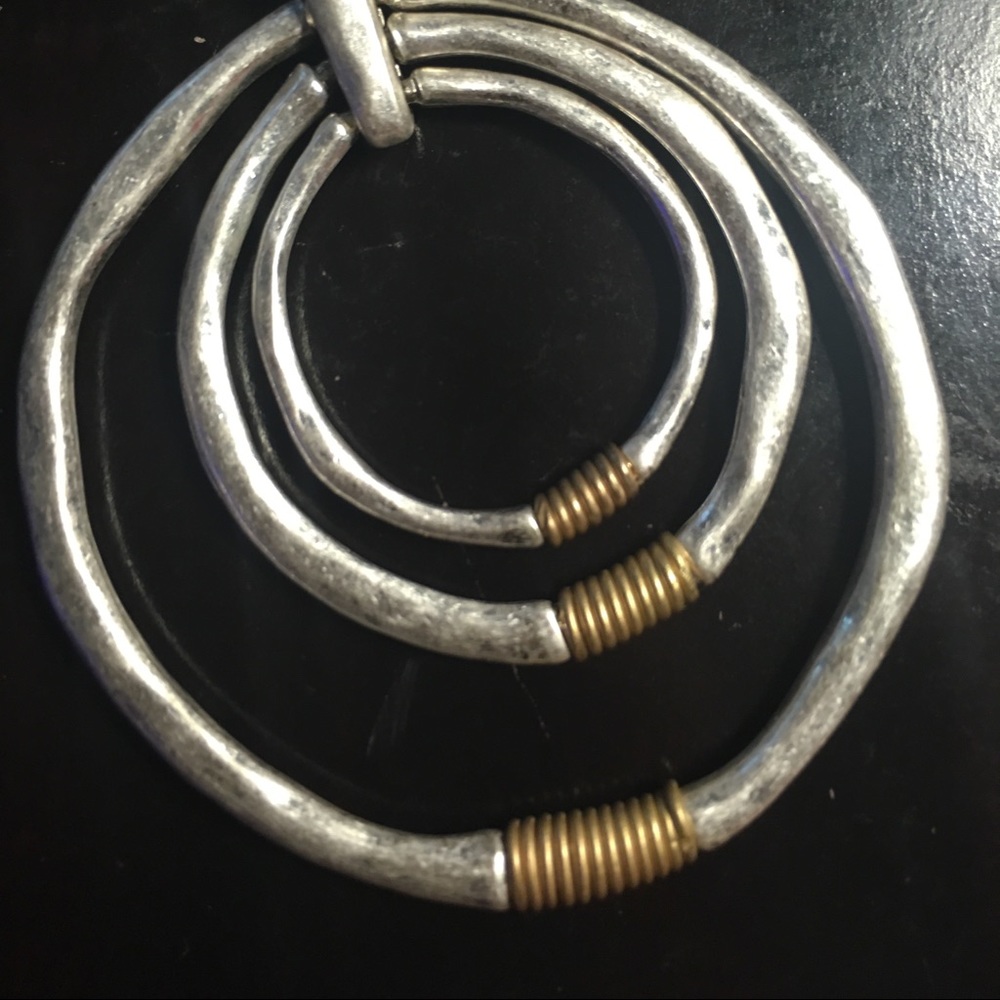 Pamela NY - Long silver and gold circular necklace
